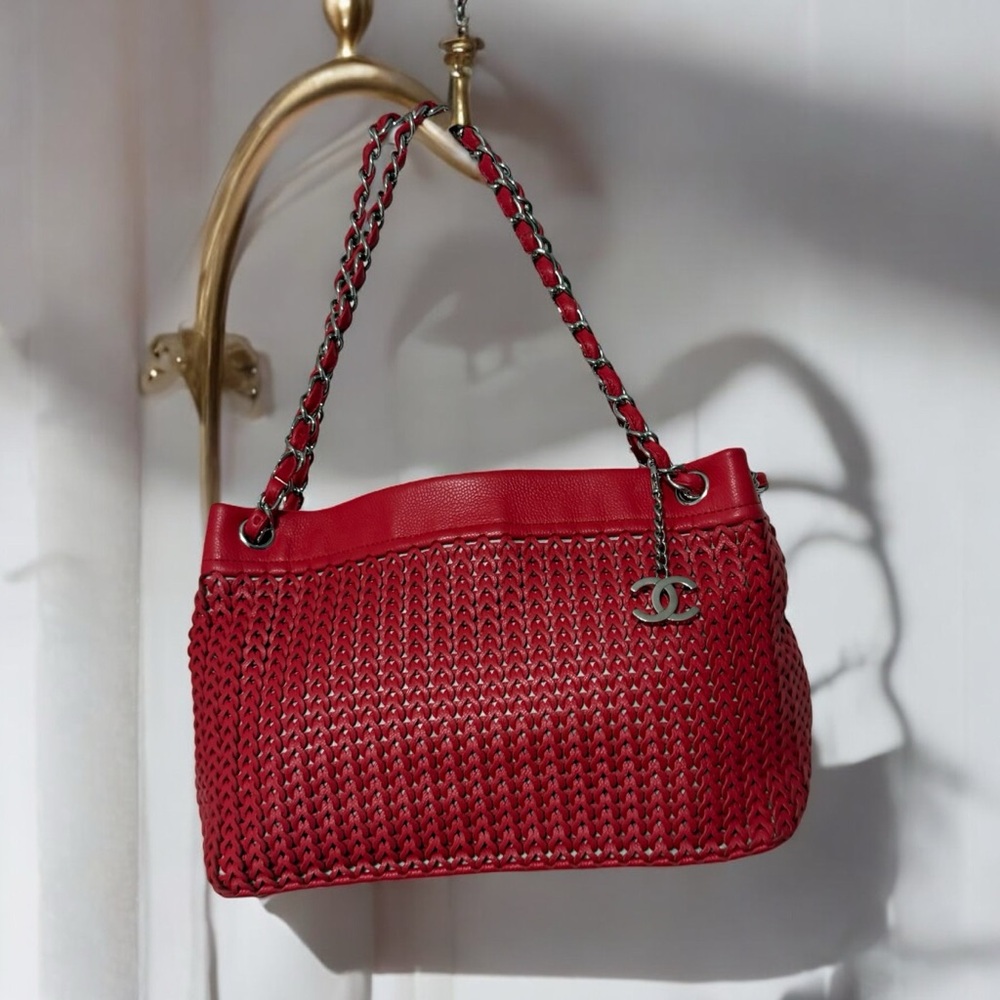 Chanel Red Woven Caviar Leather Shoulder Bag